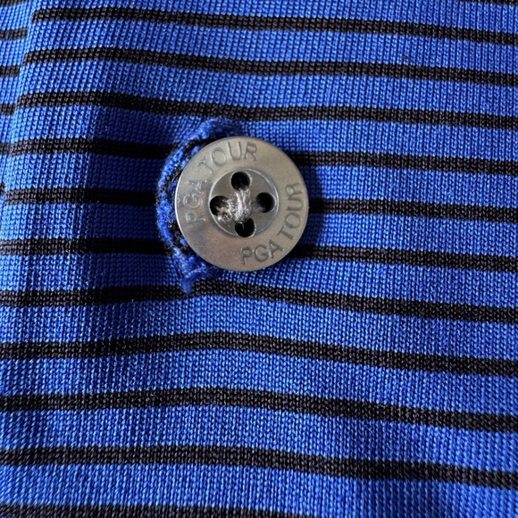 PGA‎ Tour Men's Short Sleeve Striped Golf Polo Shirt Blue Size X-Large Outdoors - Picture 7 of 13